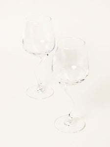 Set of 2 curved stem wine glasses