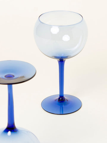 Set of 2 blue wine glasses