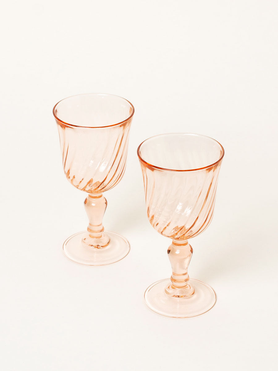 Set of 2 peach wine glasses