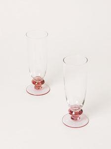 Set of 2 pink sphere flutes