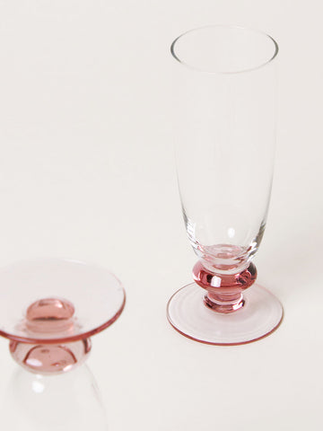 Set of 2 pink sphere flutes