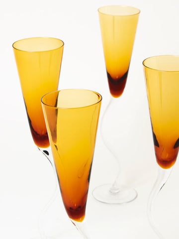 Set of 4 amber flutes