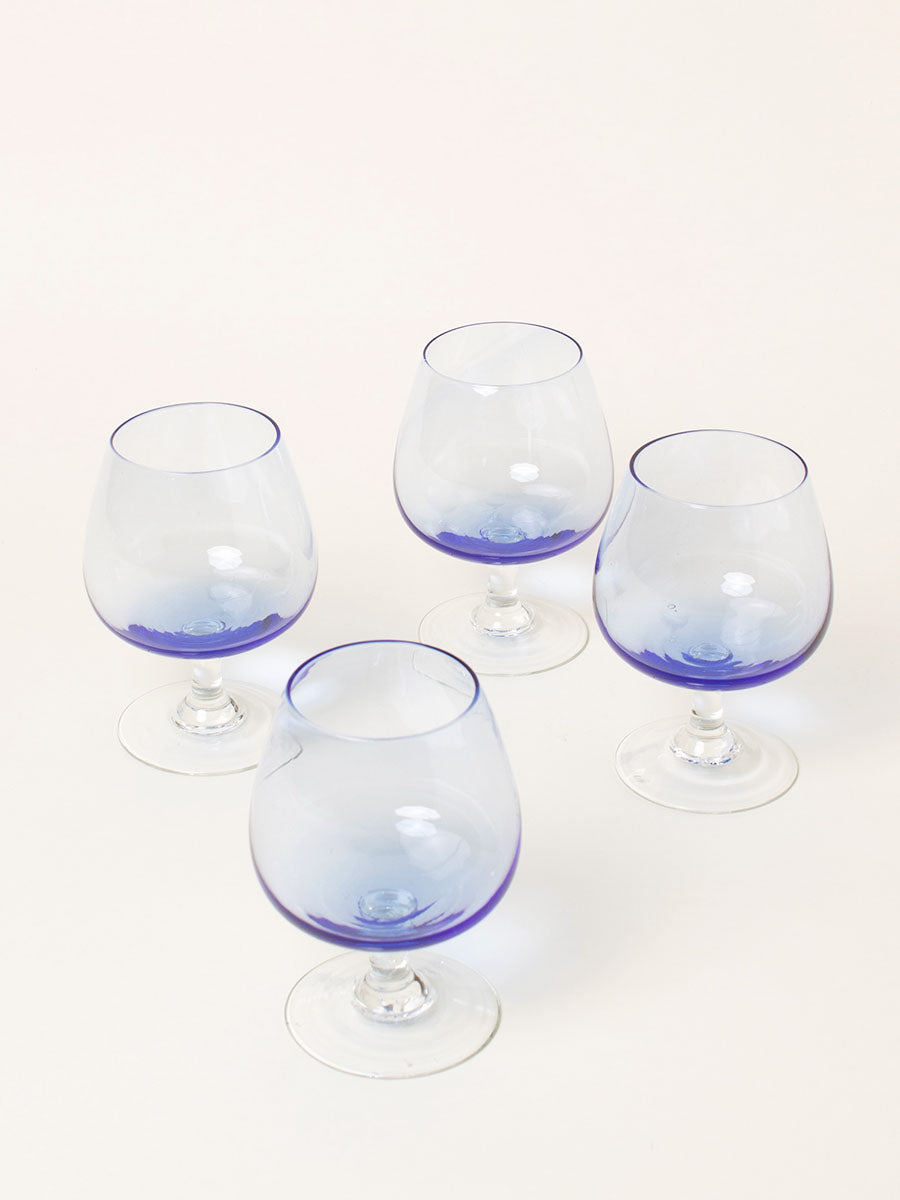 Set of 4 blue liquor glasses