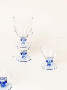 Set of 4 blue wine glasses