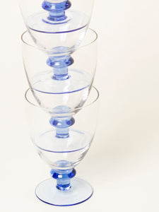 Set of 4 blue wine glasses