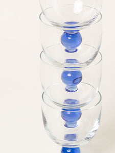 Set of 4 cobalt stem wine glasses