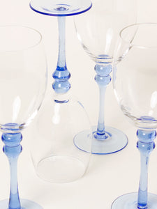 Set of 4 blue stem wine glasses