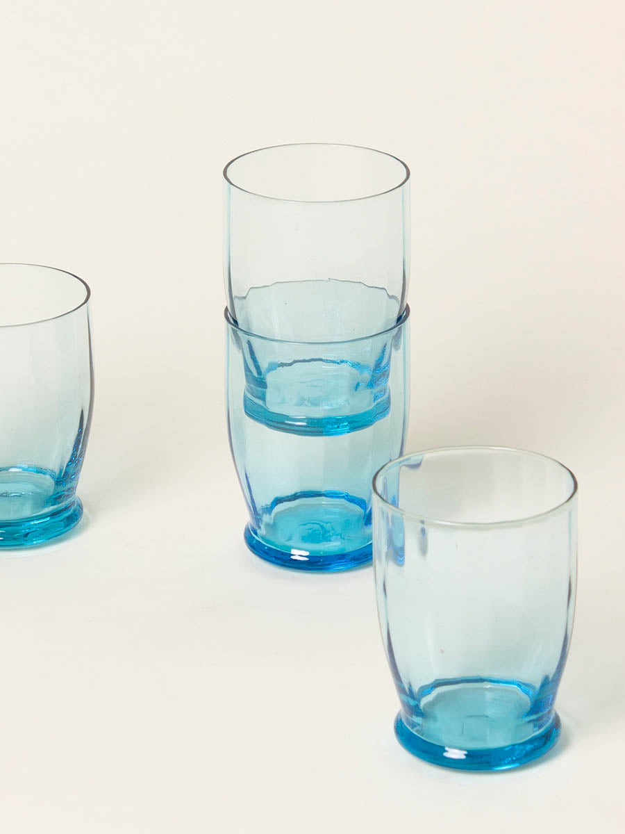 Set of 4 blue water glasses