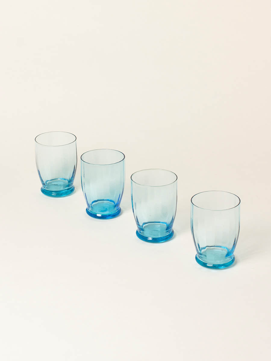 Set of 4 blue water glasses