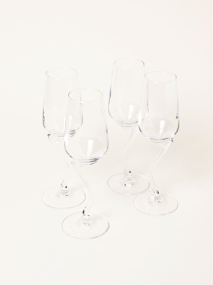 Set of 4 curved stem flutes