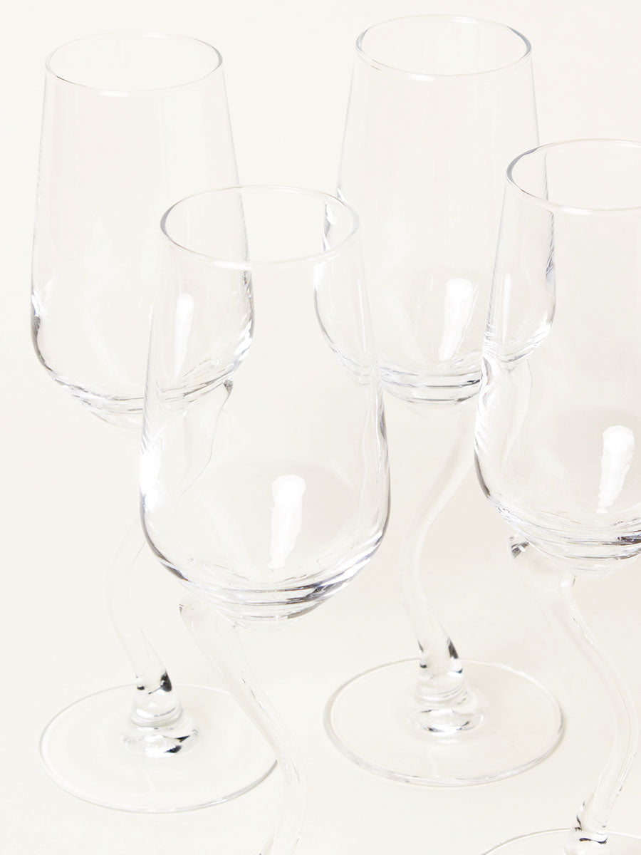 Set of 4 curved stem flutes