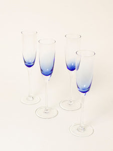 Set of 4 cobalt flutes