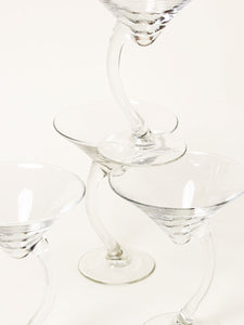 Set of 4 curved stem cocktail glasses