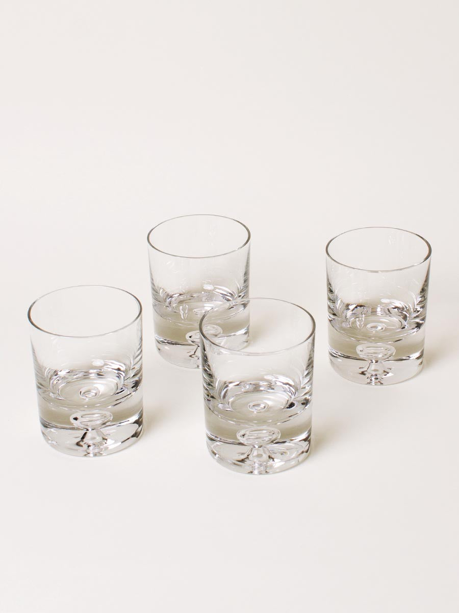Set of 4 heavy bubble whiskey glasses