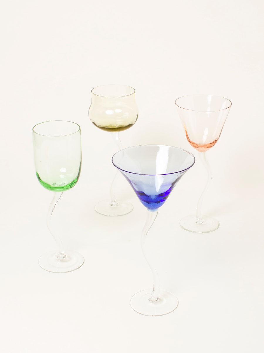 Set of 4 mixed cocktail glasses