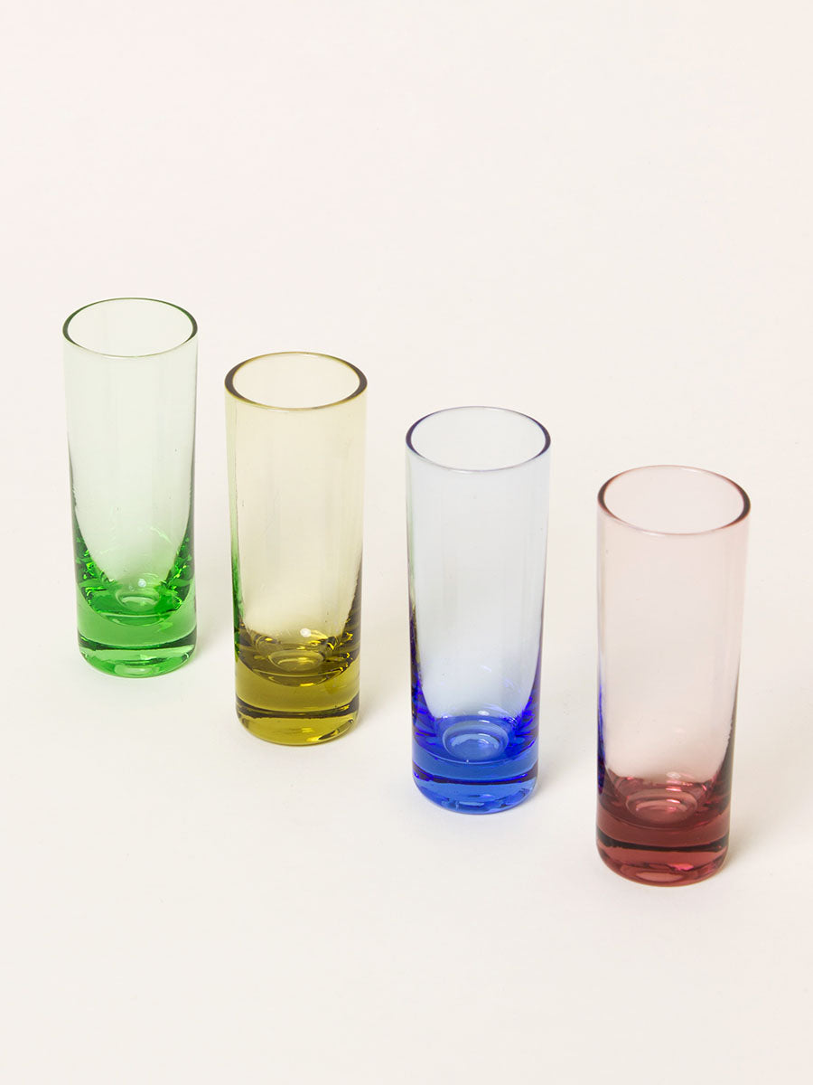 Set of 4 mixed tall liquor glasses