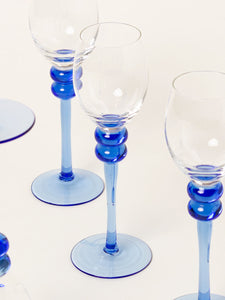 Set of 4 blue sphere liquor glasses