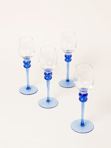 Set of 4 blue sphere liquor glasses