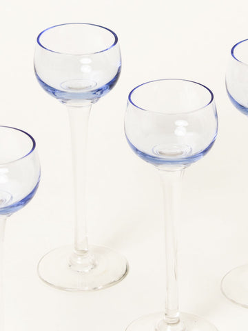 Set of 4 soft blue liquor glasses