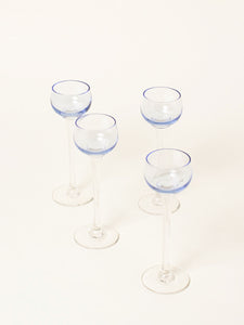 Set of 4 soft blue liquor glasses