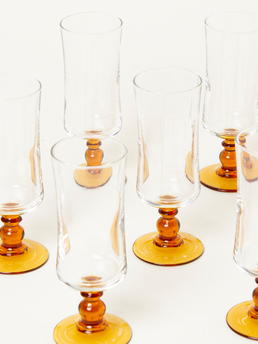 Set of 6 amber flutes