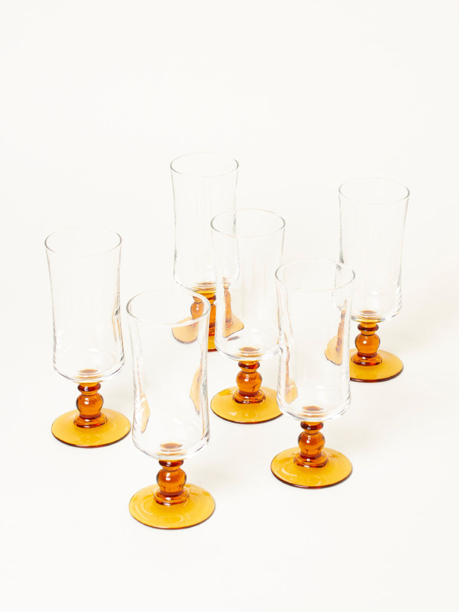 Set of 6 amber flutes