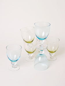 Set of 6 blue and yellow glasses