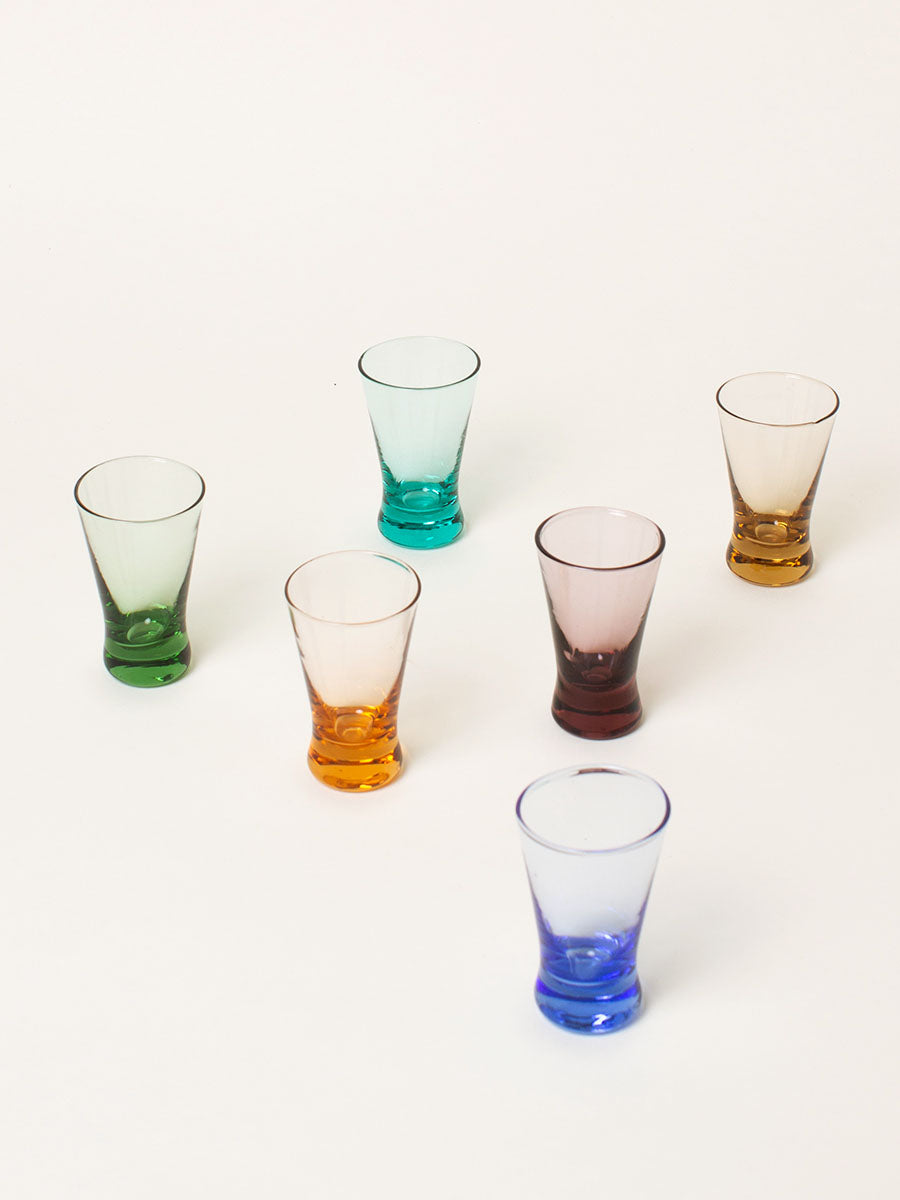 Set of 6 rainbow liquor glasses