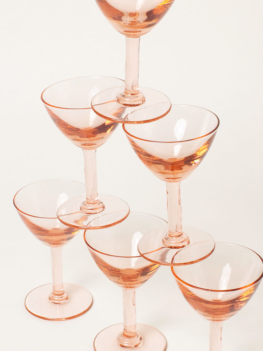 Set of 6 peach liquor glasses