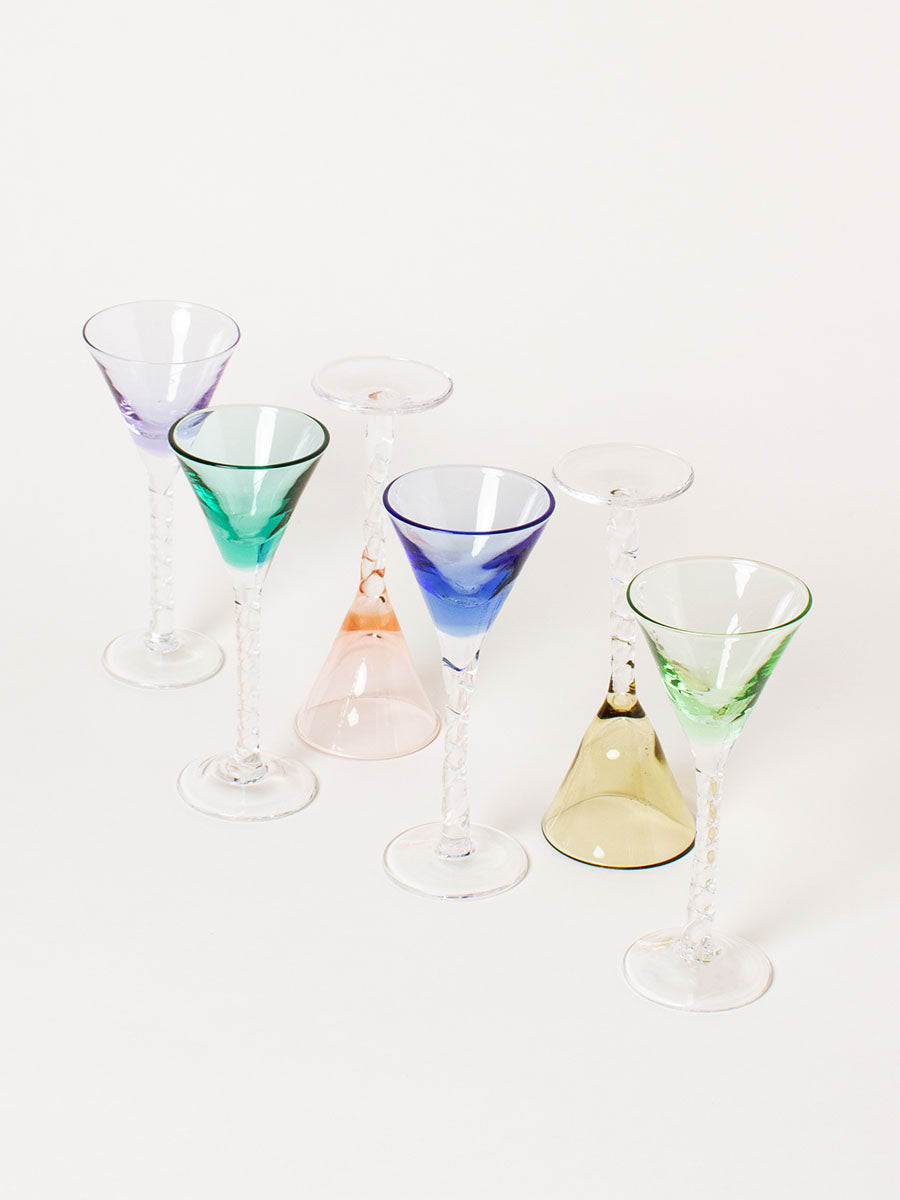 Set of 6 rainbow liquor glasses