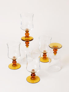 Set of 6 amber white wine glasses