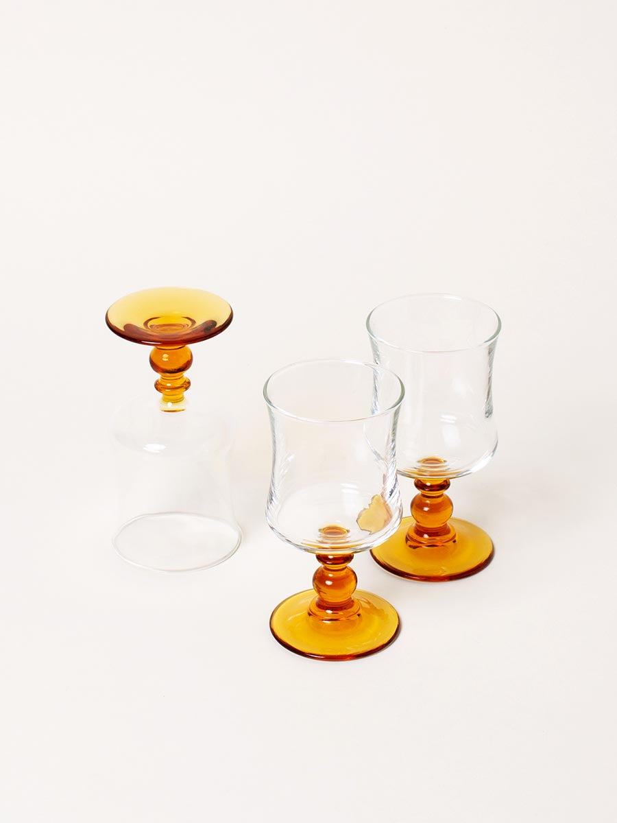 Set of 6 amber port glasses