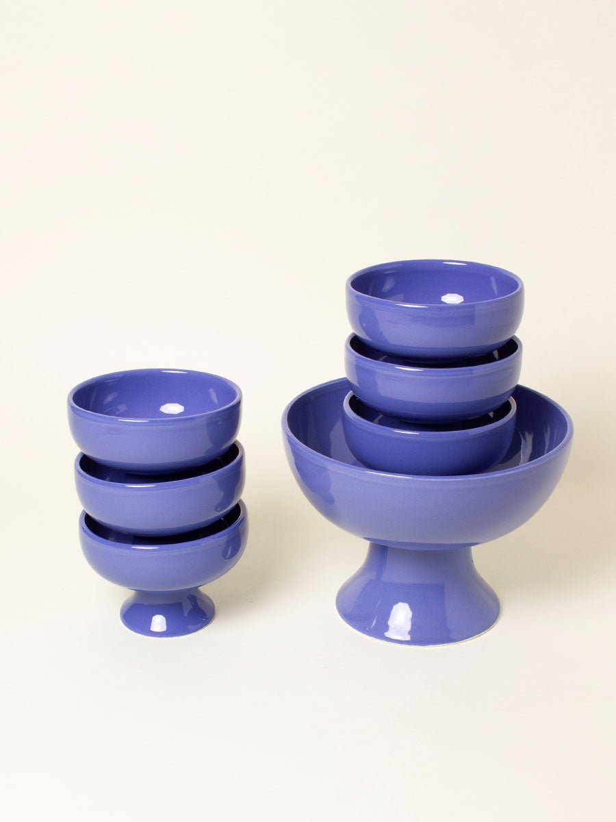 Large lilac pedestal bowl set