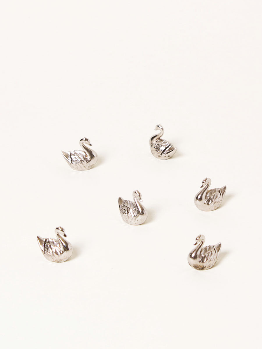 Set of 6 silver swan card holders