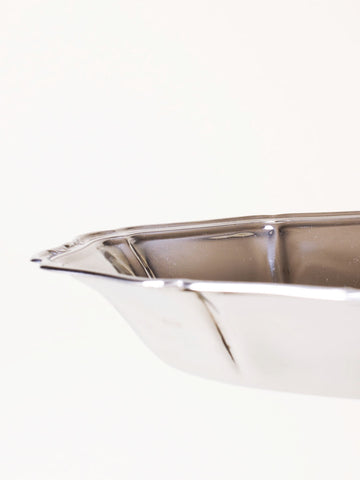 Detailed silver oval bowl