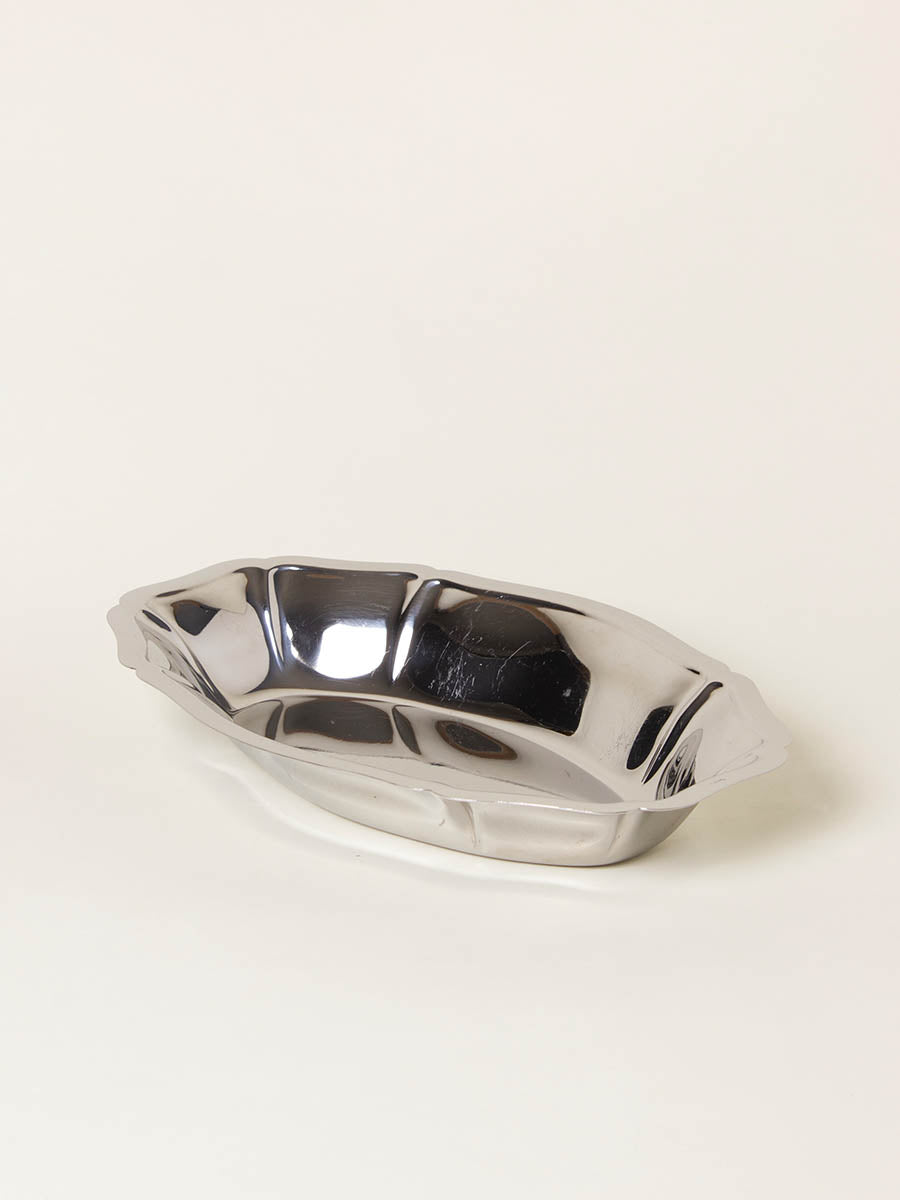 Silver oval deep bowl
