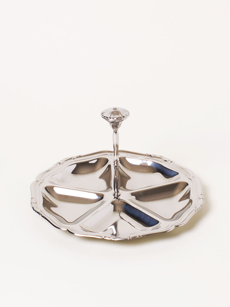 Silver snack dish with handle