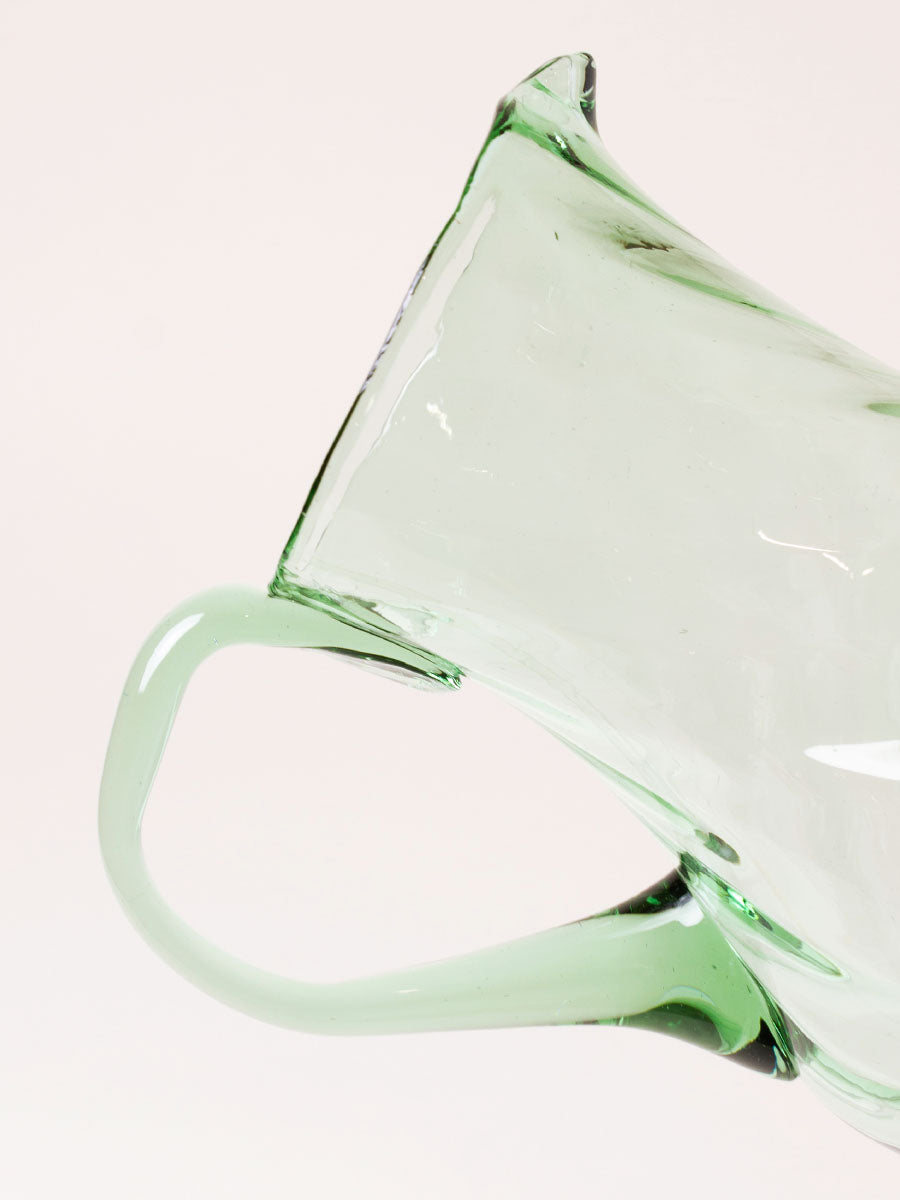 Handblown green swirl pitcher