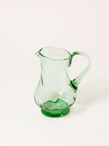 Handblown green swirl pitcher
