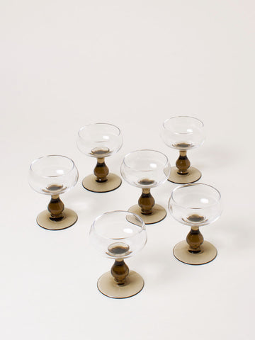 Set of 6 smoked liquor glasses