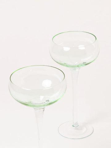 Set of 2 green cocktail glasses