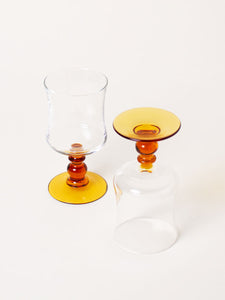 Set of 2 amber red-wine glasses