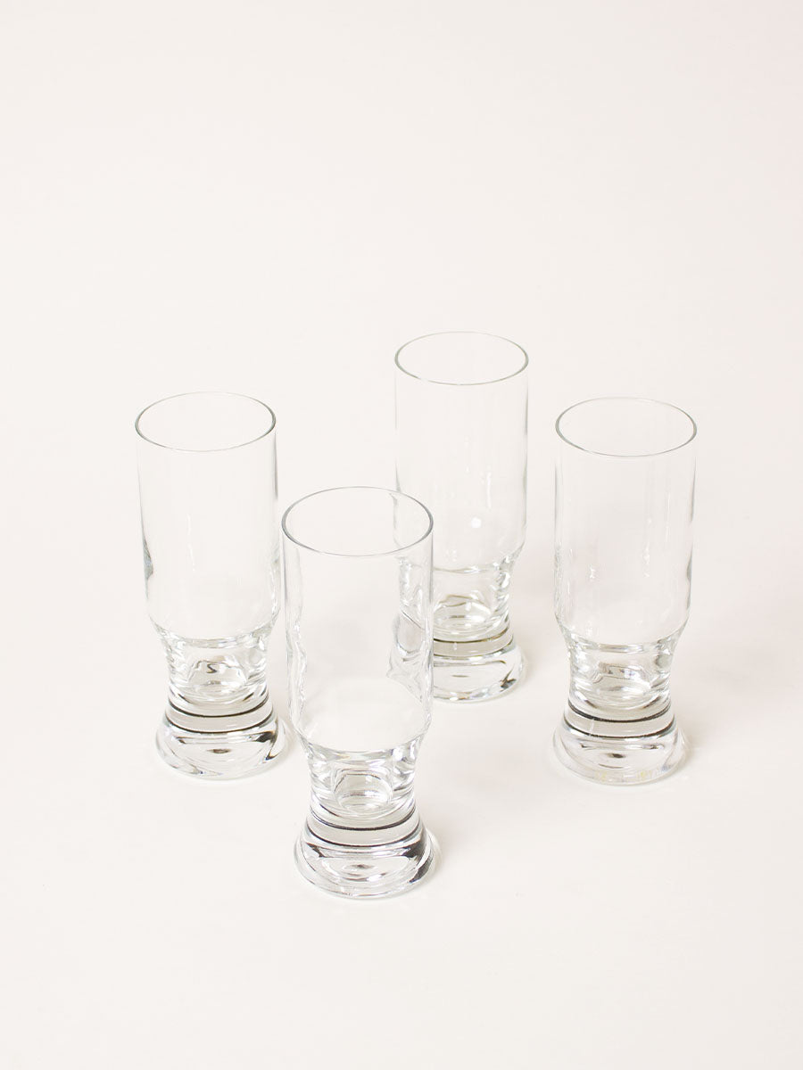 Set of 4 clear water glasses