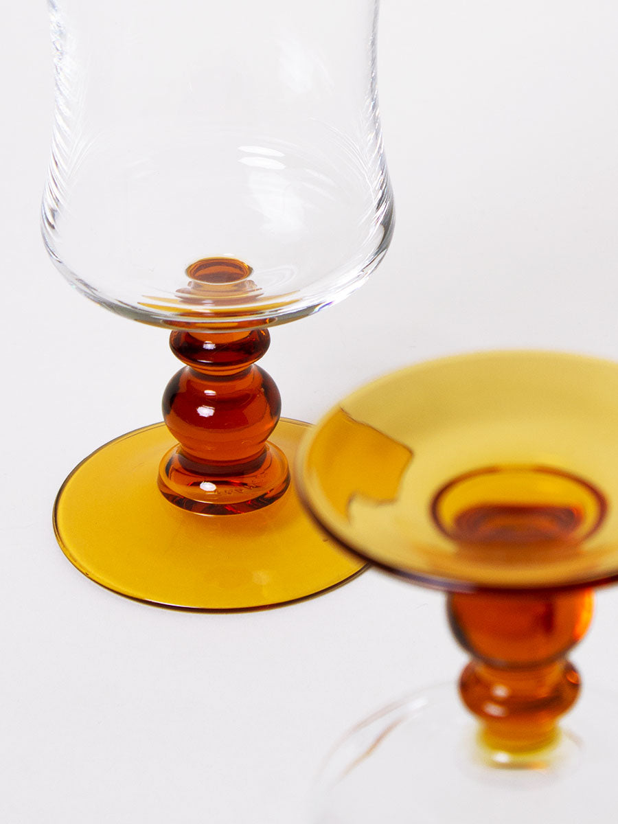 Set of 2 amber red-wine glasses