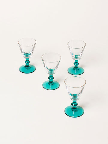 Set of 4 teal liquor glasses