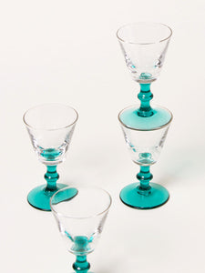 Set of 4 teal liquor glasses