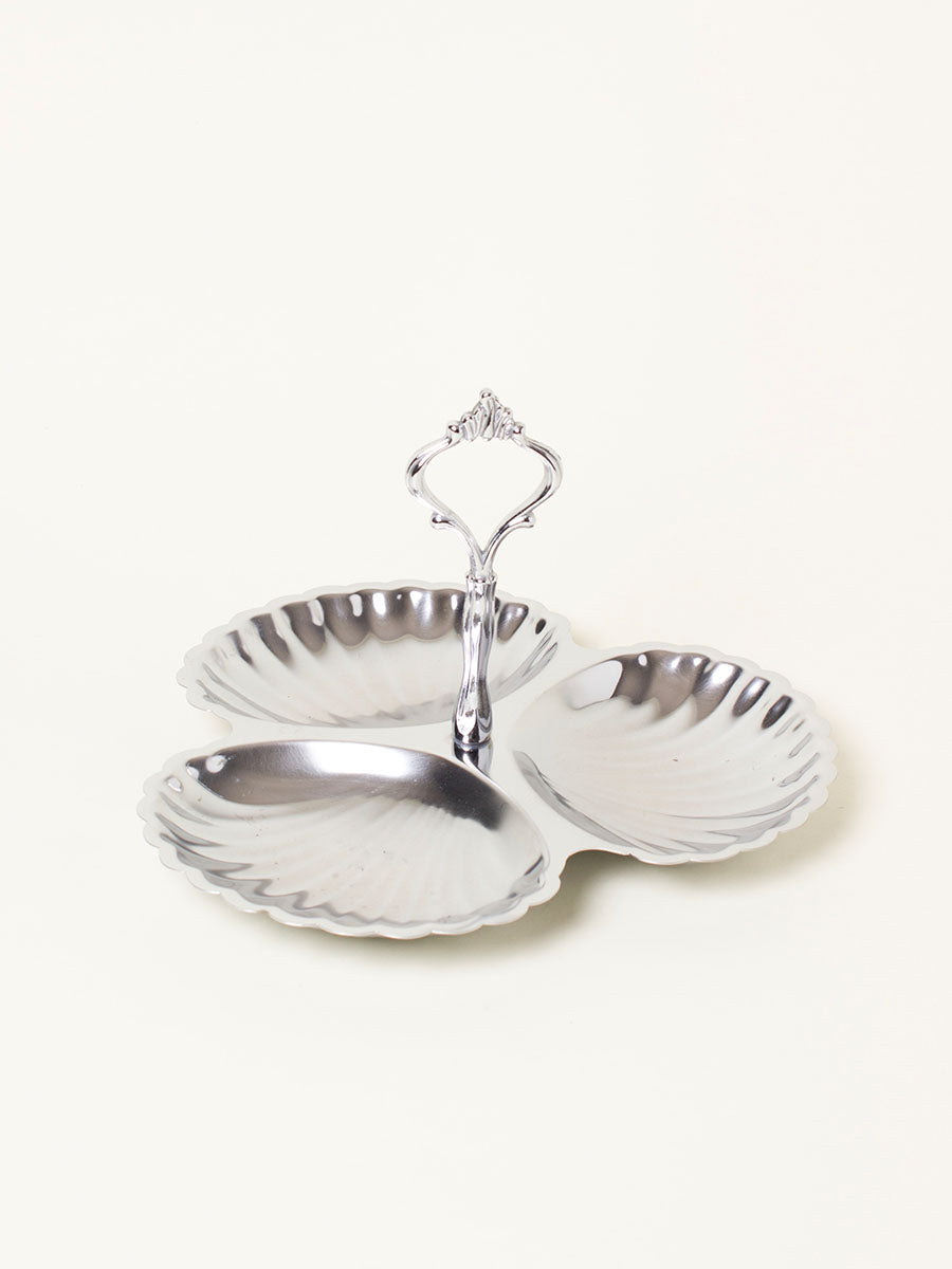 Silver snack tray with handle