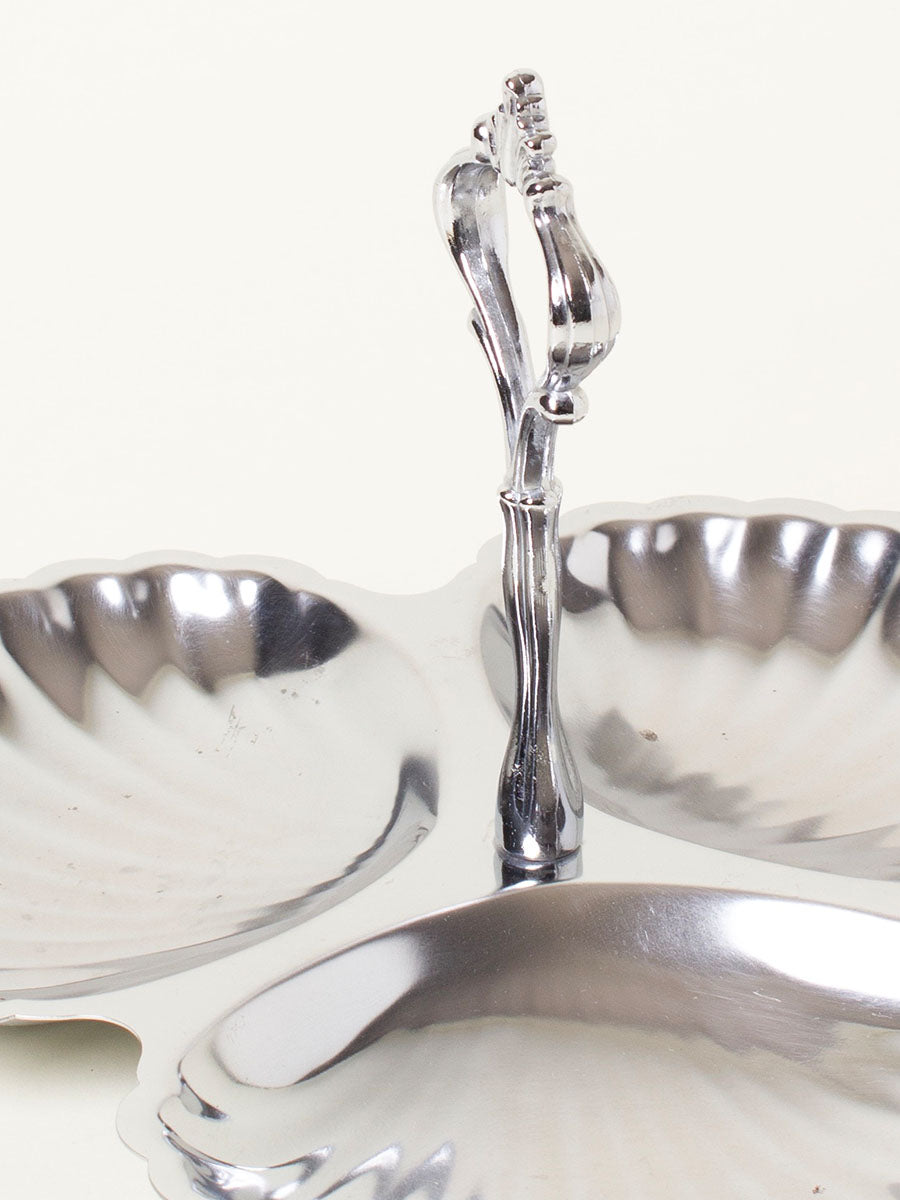 Silver snack tray with handle