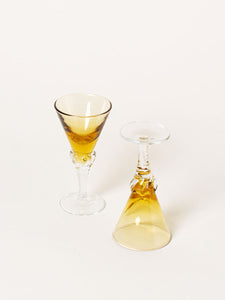 Set of 4 yellow liquor glasses