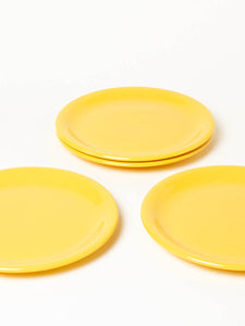 Set of 4 yellow lunch plates